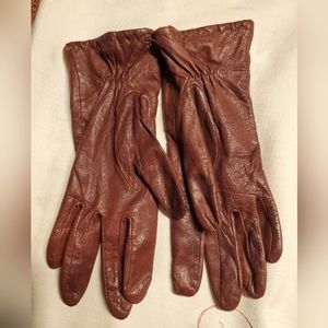 Vintage Brown Leather Gloves| Leather Grain| S Grandoe